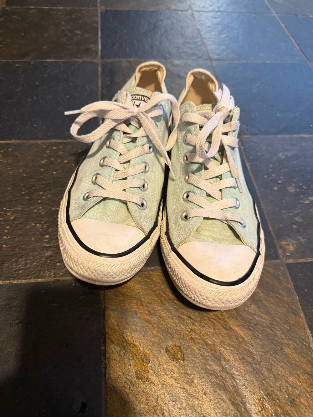 Converse Low-Top Sneakers in Mint Green and White